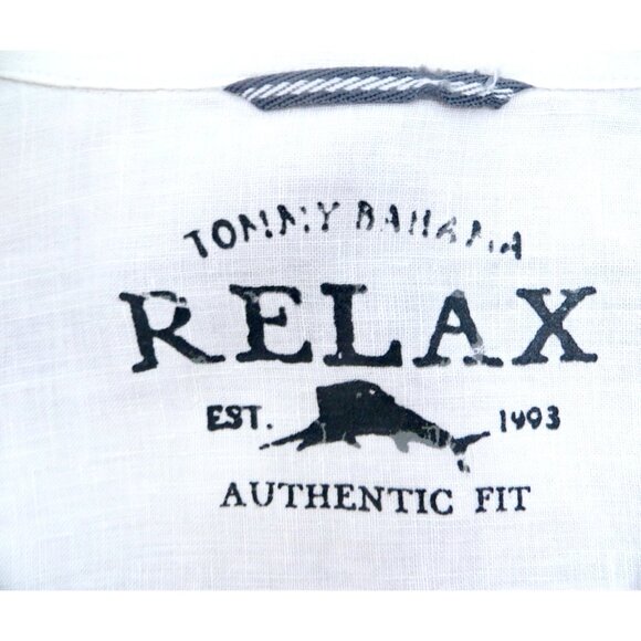NEW! Tommy Bahama Relax 100% Linen Button Front Shirt Striped Gray White XXL - Picture 5 of 6